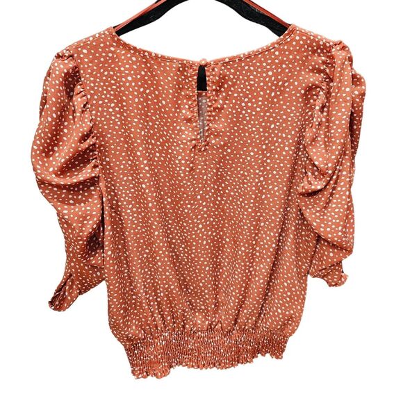 Paper Crane Cottagecore Smocked Waist Blouse  Shirring Puff Sleeves Size L - Picture 3 of 4